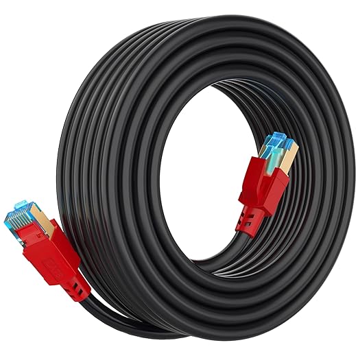 Cat 8 Ethernet Cable 6 FT, 26AWG 40Gbps 2000Mhz Ultra Speed Cat8 LAN Network Cable SFTP Patch Cord with Gold Plated RJ45 Connector, Weatherproof UV Resistant for Switch/Router/Modem/PC/Gaming