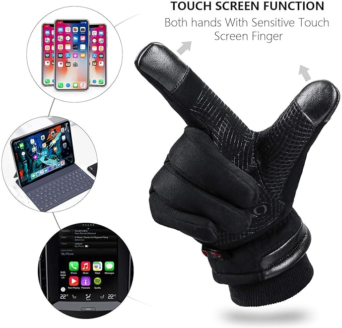 OZERO Waterproof Winter Gloves Men Women: Touchscreen Thermal Insulated Ski Snow Gloves Motorcycle in Cold Weather Warm Gifts