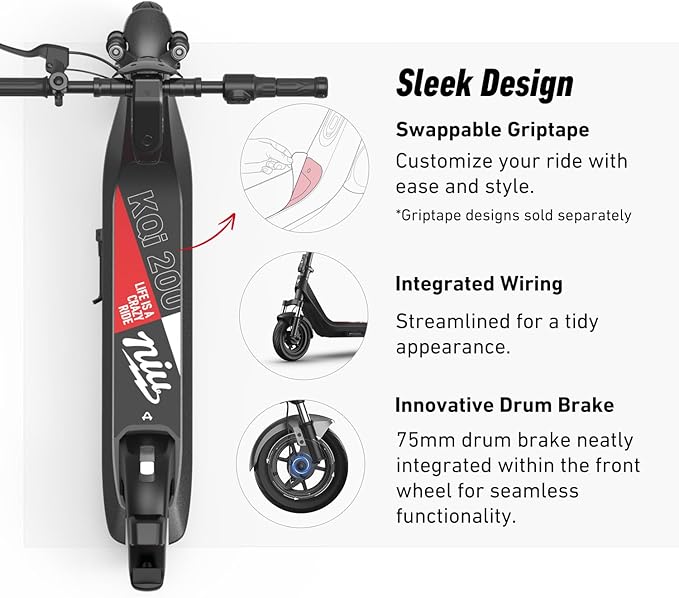 NIU Electric Scooter for Adult - KQi 100 200 Series E Scooter w/Suspension, 600-700W Peak Power, 18-33 Max Miles, Top 17.4-20 MPH, Portable Commuting Escooter, Folding Handlebars(Only K100F & K200F)