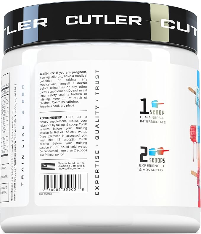 Prevail Pre Workout Powder with Nootropics: Pre Workout for Men and Women, Cutting Edge Energy and Focus Supplement with L Citrulline, Alpha GPC, L Tyrosine, Neurofactor | Rainbow Freeze, 40 SRV