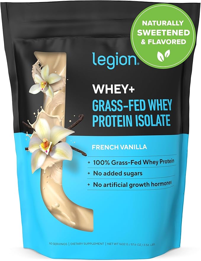 LEGION Whey+ Protein whey Isolate from Grass Fed Cows - Whey Protein Isolate Powder Low Calorie, Non-GMO, Sugar Free, Lactose and Gluten Free, All Natural Protein Powder for Men & Women (60 Servings)