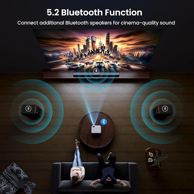 Official Licensed Google TV Smart Projector, HAPPRUN 4K UHD Home Theater with Dolby Sound, Wi-Fi & Bluetooth, Built-in Streaming Apps, Compatible with Games Consoles & Smartphone, Indoor & Outdoor Use
