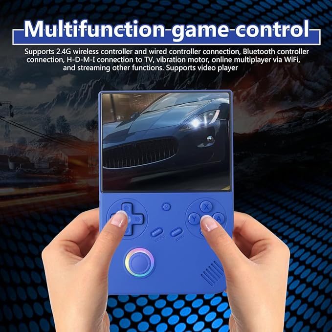 2026 New All-in-One Retro Gaming Station: 64-bit Linux Handheld Console with 4" IPS Screen, 64GB Storage, 5G WiFi & BT 4.2 for Online Gaming/Streaming, HDMI TV-Out Support(Blue)