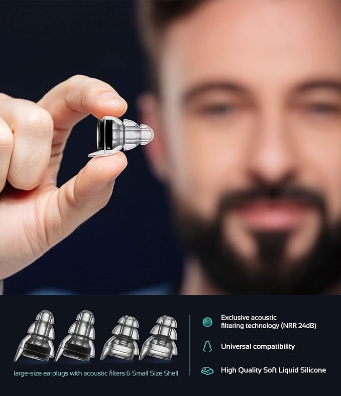 High Fidelity Concert Earplugs, Reusable Musicians Ear Plugs, 24dB Advanced Filter Technology Ear Protection