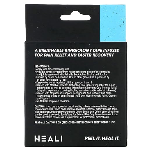 Heali Kinesiology Tape with Magnesium and Menthol, 20 Pcs Precut Strips, K Tape Roll, Knees, for Physical Therapy, Sports, Muscles and Joints, Water Resistant, White with Blue Camo
