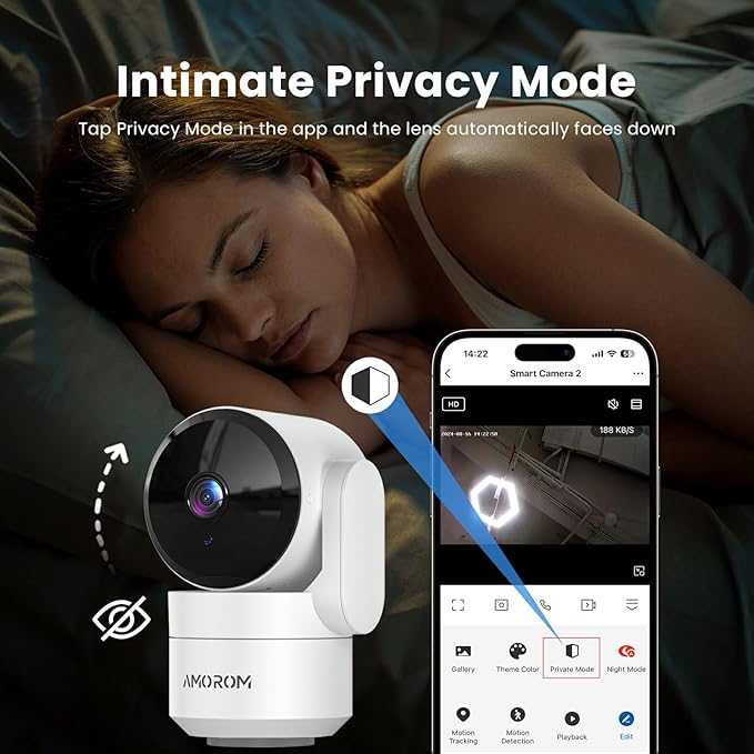 Indoor Security Camera 360° with Pan/Tilt, Pet Dog Baby Monitor, 1080P HD Night Vision, Motion Detection, 2-Way Talk, Alexa & Google Home Compatible (2.4GHz WiFi)