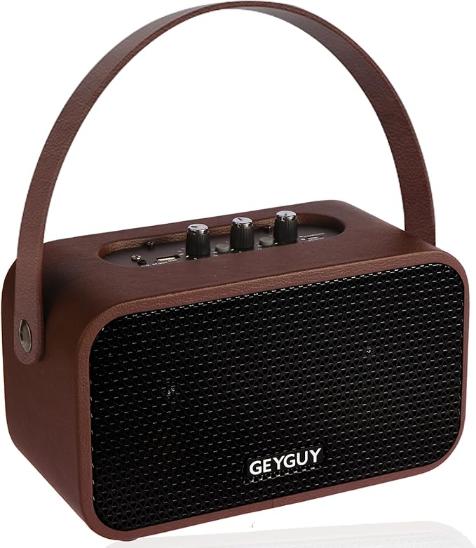 GDSK-4 Portable Bluetooth Speaker, Retro Wireless Speaker with Dual 4″ Drivers, Balanced Sound for Podcasts & Daily Listening, USB-C Charging, AUX/USB, Home & Office Desktop Wooden Speaker