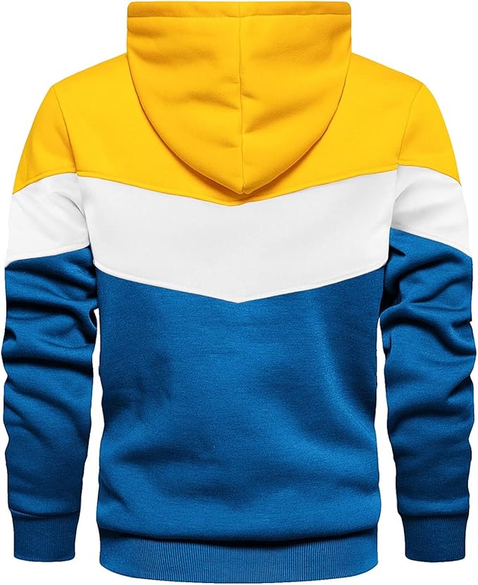 Gesean Men's Novelty Color Block Pullover Fleece Hoodie Long Sleeve Casual Sweatshirt with Pocket