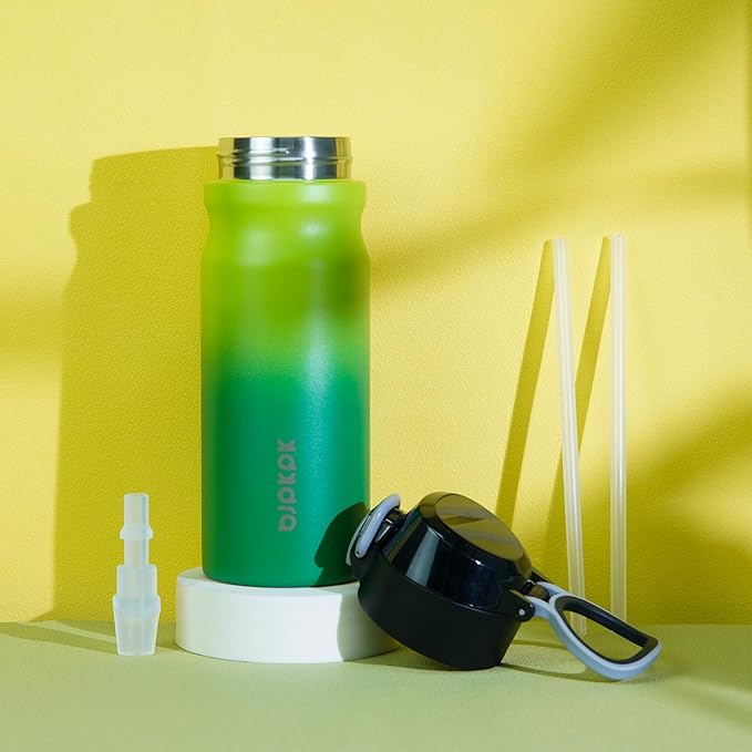 BJPKPK Stainless Steel Insulated Water Bottle with Straw Lid 18oz Reusable Metal Thermal Flask Bottles Keep Cold and Hot,Bamboo Grove