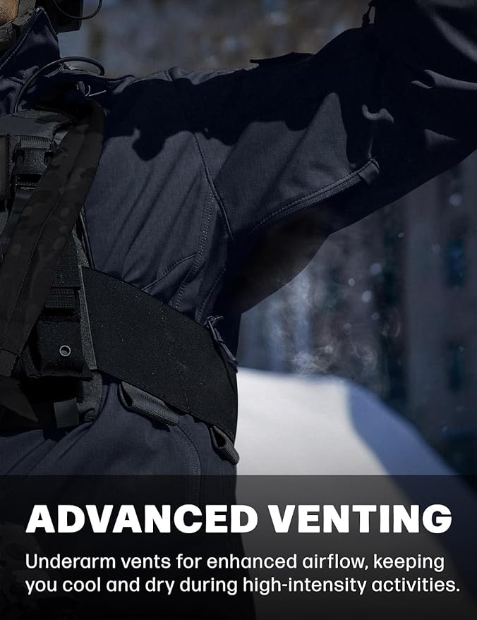 CQR Men's Tactical Softshell Jacket, Winter Warm Fleece Lined Coat, Water Resistant Outdoor Hunting Hiking Rain Windbreaker