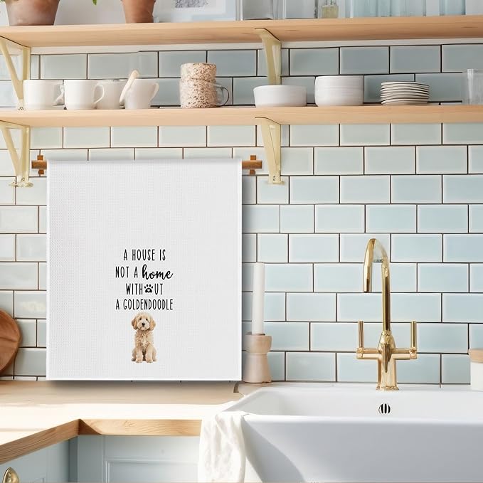 QWZDRHYJI Goldendoodle Dog Kitchen Towels, Golden Doodle Gifts Dish Tea Towels for Kitchen, Goldendoodle Gifts for Women Men Decorative Hand Towel for Bathroom, 16x24 Inch