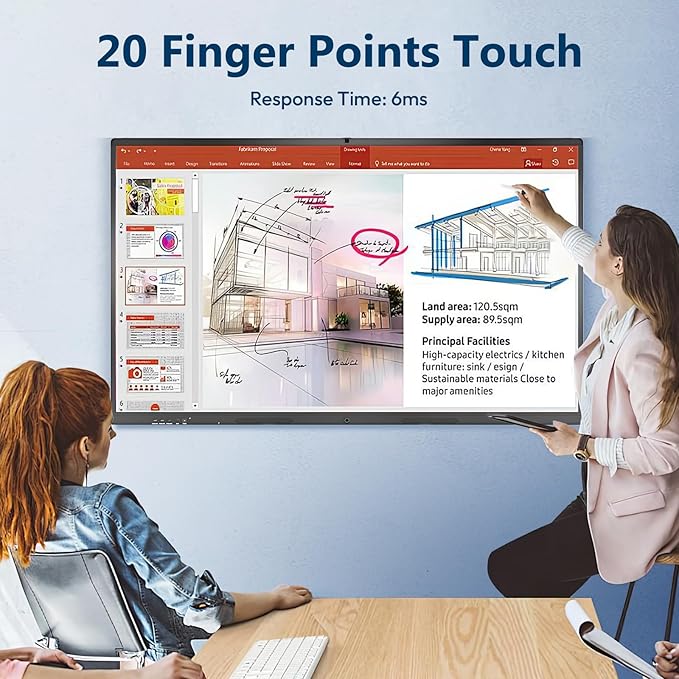 Smart Board,75 Inch Interactive Whiteboard 4K Touchscreen Built in Ultra High Definition Camera Open App Ecosystem, Digital Presentation Electronic Smart WhiteBoard for Classroom Home Office