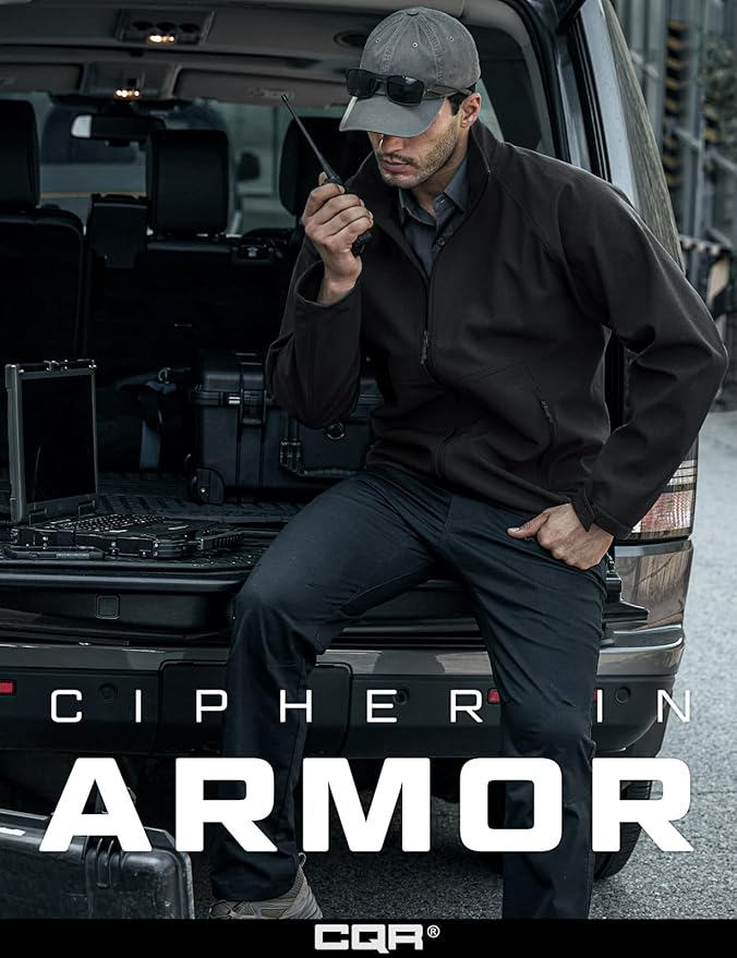 CQR Men's Tactical Softshell Jacket, Winter Warm Fleece Lined Coat, Water Resistant Outdoor Hunting Hiking Rain Windbreaker