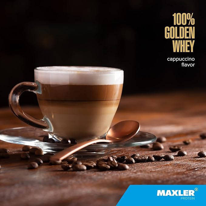 Maxler 100% Golden Whey Protein - 23g of Protein per Serving - Whey Protein Powder for Pre Post Workout - Fast-Absorbing Whey Concentrate, Isolate & Hydrolysate Blend - Cappuccino 2 lb