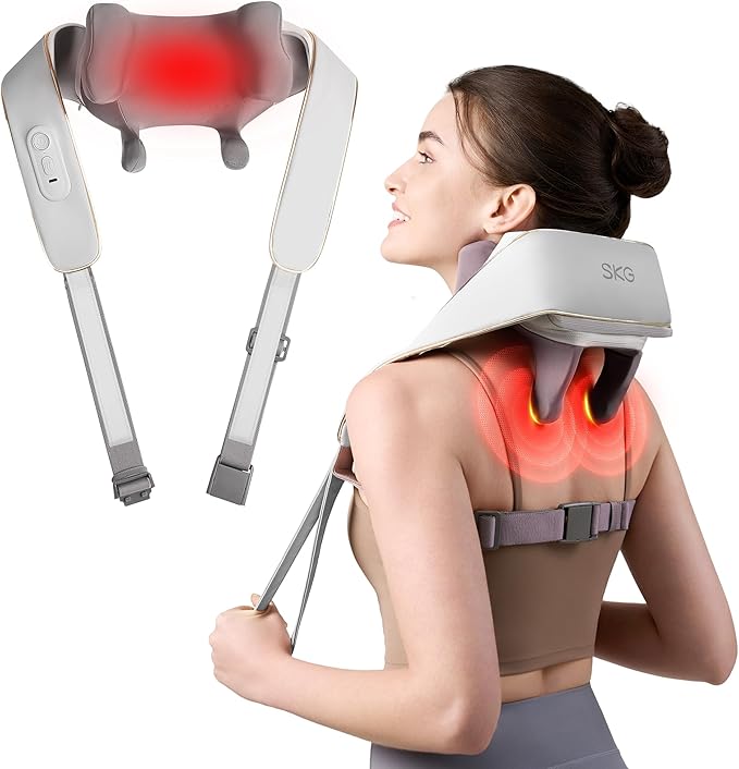 SKG Neck Massager with Heat for Pain Relief, Deep Tissue 6D Kneading, Cordless Neck and Shoulder Massager for Men and Women, Gift for Family and Friends