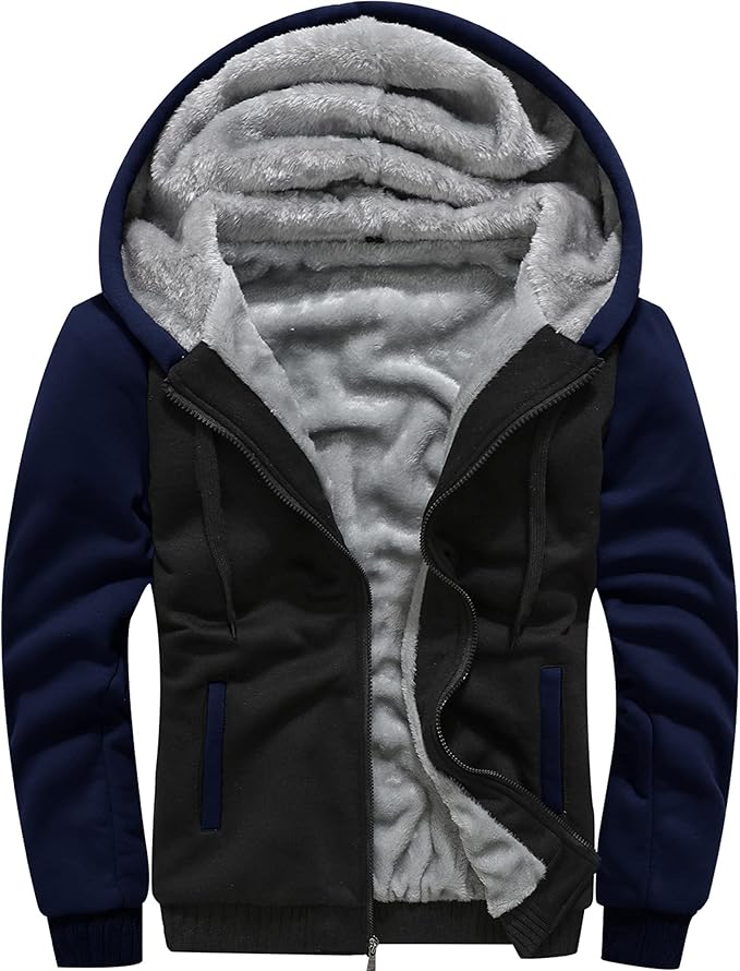 MACHLAB Men's Pullover Winter Workout Fleece Hoodie Jackets Full Zip Wool Warm Thick Coats