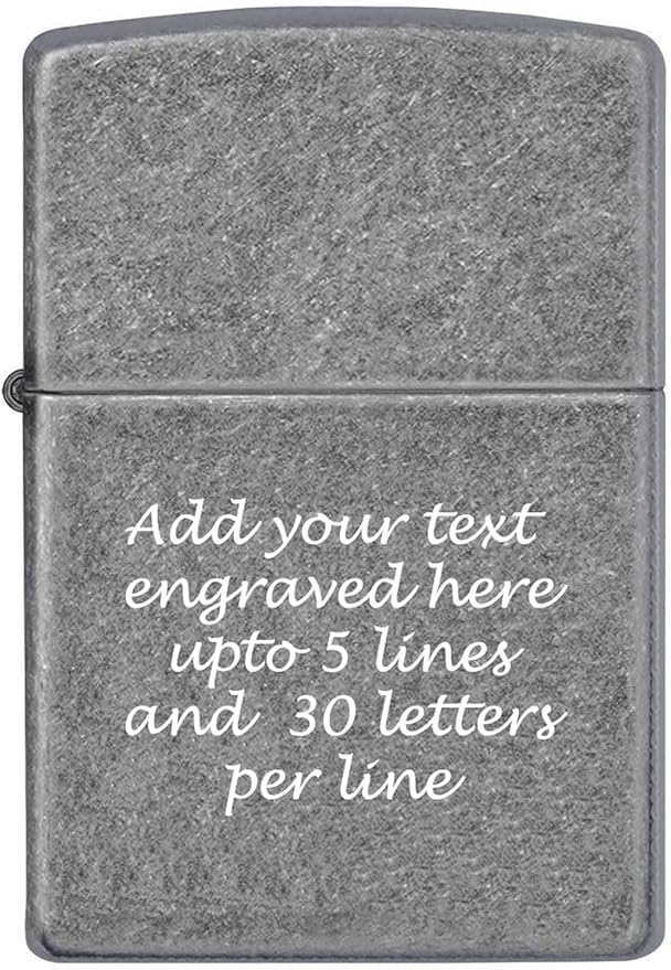 Customized Personalized ZIPPO Classic Windproof Oil Lighter Engraving (Antique Silver)