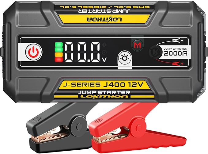 LOKITHOR J400 Jump Starter with ConnectMax Tech, 2000A 12V Battery Jumper Starter Portable, Lithium Jump Box and Jump Pack for Up to 8.0-Liter Gas and 6.0-Liter Diesel Engines, Smart Digital Screen