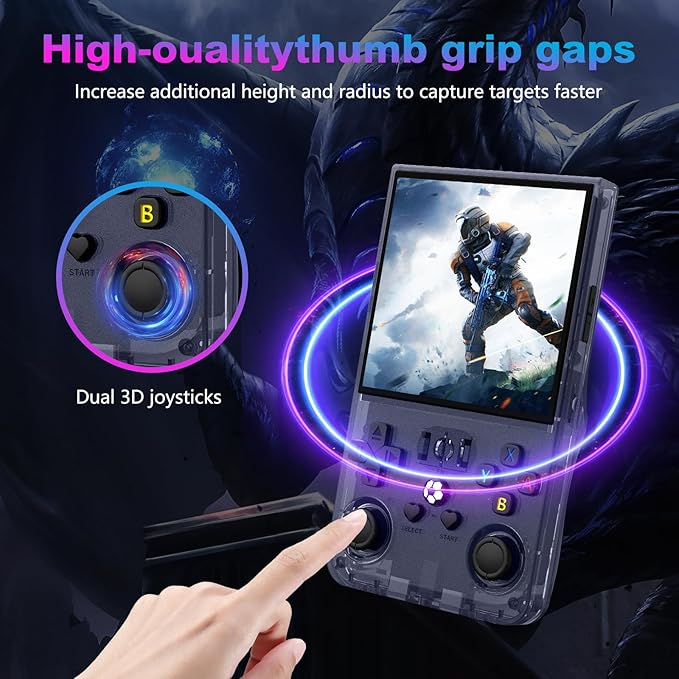 R36MAX Retro Handheld Game Console, 4.0 Inch 720x720 IPS Screen, 128GB Built-in 22000+ Classic Game, Portable Hand Held Open Source Linux System, 4000mAh Battery Retro Gaming Console(Gray 128GB)
