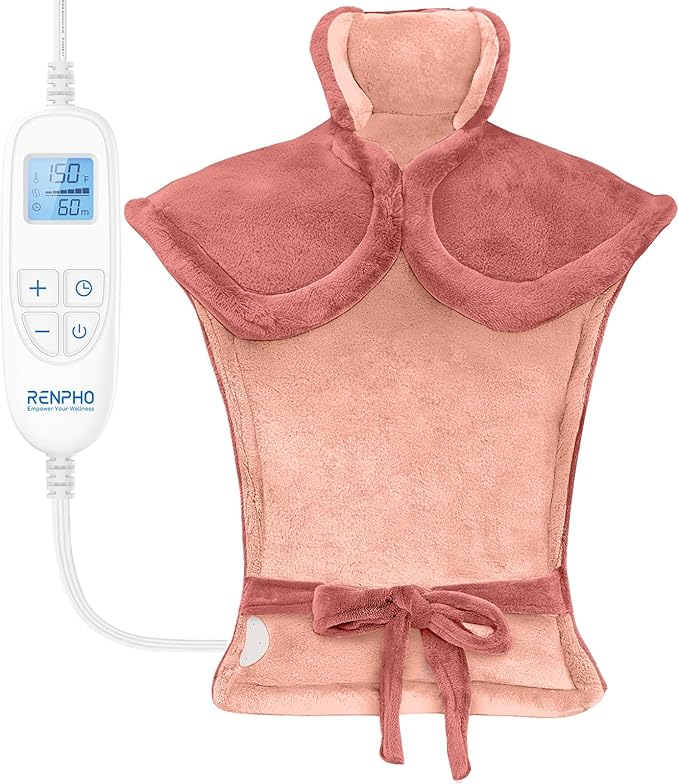 RENPHO Valentines Day & Birthday Gifts for Her Him Women Men, Electric Heating Pad for Back Pain Relief, FSA Eligible, Heat Pad for Neck and Shoulders, Fast Heating, 24"x33", ETL Certified, Pink