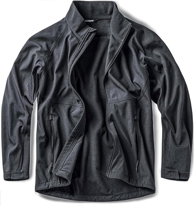 CQR Men's Tactical Softshell Jacket, Winter Warm Fleece Lined Coat, Water Resistant Outdoor Hunting Hiking Rain Windbreaker