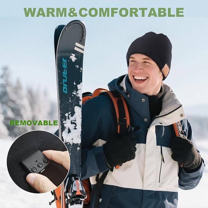Bluetooth Beanie for Men Hat with Headphones,Unisex Tech Gifts Stocking Stuffers Adults