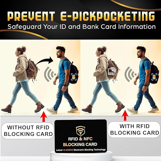 SaiTech IT 50 Pack RFID Blocking Card, One Card Protects Entire Wallet Purse, NFC Contactless Bank Debit Credit Card Protector ID ATM Guard Card Blocker–(Black)