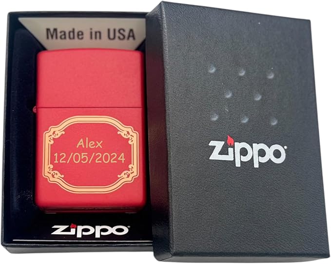 Personalized American Classic Elegant Design Lighter Zippo - Free Engraving - Christmas, Halloween & Valentines Day Gift (Red OC)