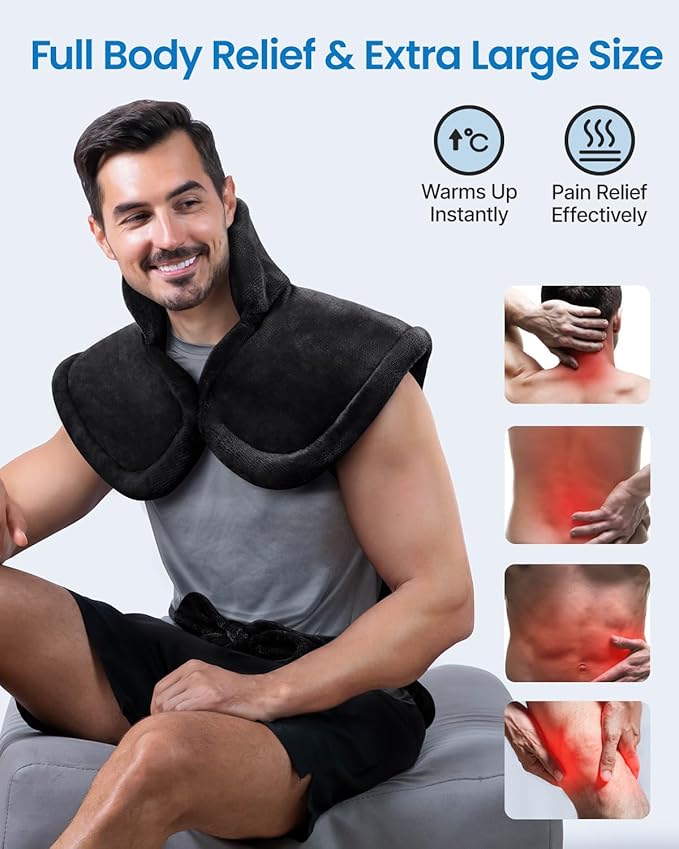 RENPHO Valentines Day Gifts for Him Men Dad, Heating Pad for Neck and Shoulders and Back Pain Relief, FSA Eligible, 24"x37" XL Large Heat Pad for Full Body, ETL Certified, HSA Store, Black