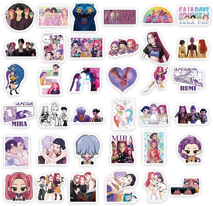 Demon Movie Hunters Stickers,74PCS Korean Idol Anime Style Stickers for Water Bottles,Waterproof Vinyl Decal for Teen Girl Adult Laptop Skateboard Phone Case Guitar Travel Case Bike Notebook