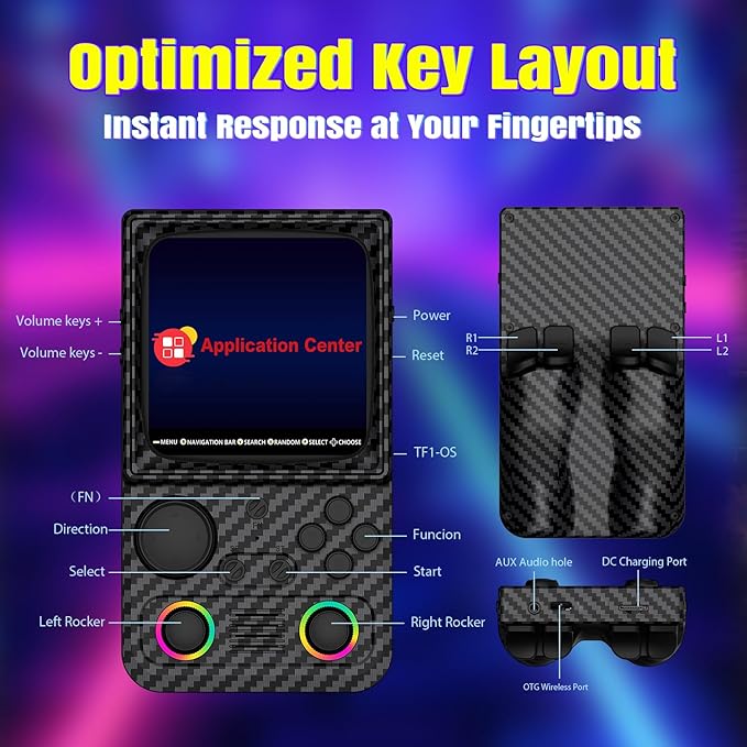 R36TMAX Retro Gaming Console, 4.0'' IPS Screen, Retro Handheld Game Console with 18000+ Classic Games Supports WiFi Networked Fighting and OTG, 4000mAh Battery, with Portable Case(Carbon Black 64GB)