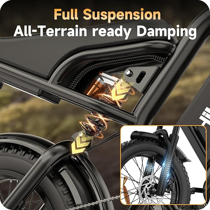 Electric Dirt Bike for Adults - Peak 1500W/3000W Electric Bikes, 28-40MPH, 48V/52V 15.6Ah/25Ah/40Ah, 70-120 Mile(PAS Mode), 16/20 Inch All-Terrain Fat Tire Electric Motorcycle