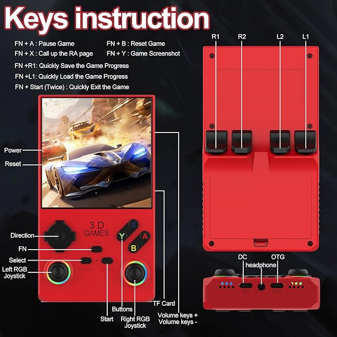RegiisJoy 2025 New Upgraded V40 Max Handheld Game Console, 40000 Games 4 inch IPS Screen Retro Gaming Console, 256G 4000mAh Portable Mini Pocket Handheld Emulator Gift for Adults