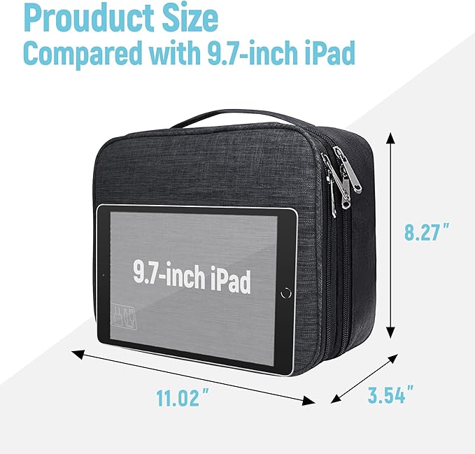 Electronics Travel Organizer, Large Double Layer Portable Waterproof Travel Organizer Bag for Charging Cable Storage, Ipad, Power Bank, Hard Drive etc, for Travel, Business ,5pcs Cable