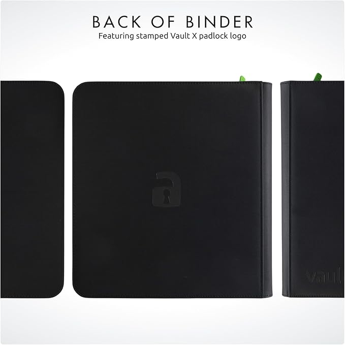Vault X 12 Pocket Trading Card Zip Binder, 480 cards, Premium Exo-Tec Album Material, 20 Side-Loading Pages, Folder for Collectible Card Games, Sports, TCG (Black)