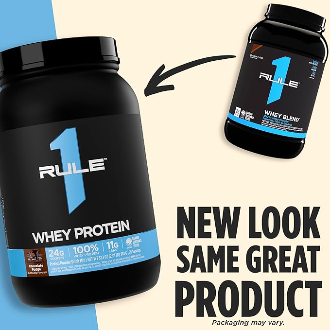 Rule 1 Whey Protein – 24g Fast-Acting Protein from All-Whey Sources with Naturally Occurring EAAs & BCAAs for Workout Recovery or Anytime Use (2 Pounds*, Strawberries & Crème)