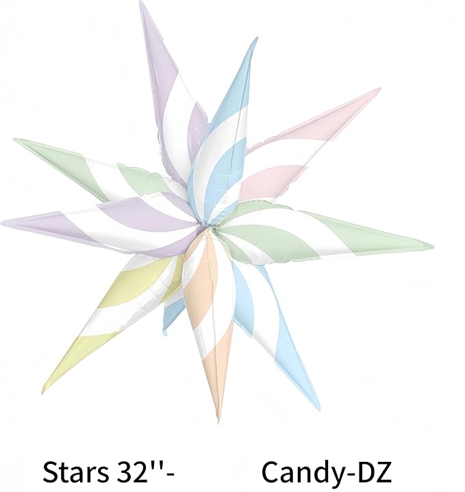 32 Inch Macaron Candy Star Balloons-6 Pastel Colors Swirl Foil Balloons for candyland Birthday, Baby Shower. Summer Party, Christmas, Sweet Rainbow Party Decorations (Macaron 3 Pcs)