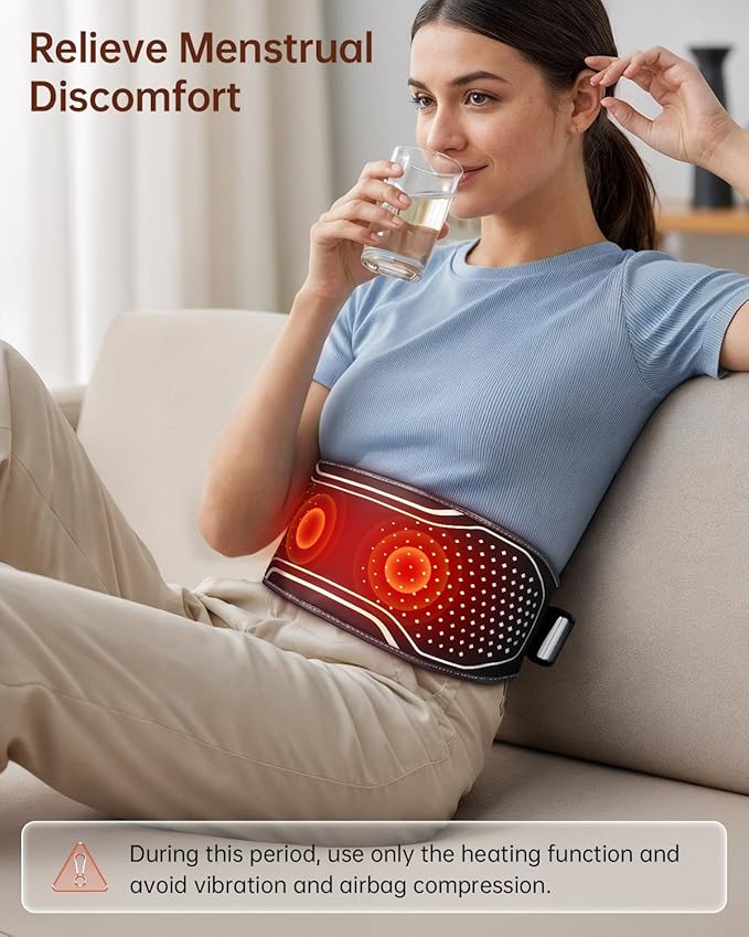 Lower Back Massager with Heat, Heating Pad for Back Pain Relief, Wrap Around Heating Pad with 4 Heat 3 Vibration, Adjustable Size, Touchscreen Control, Gifts for Women Men Mom Dad