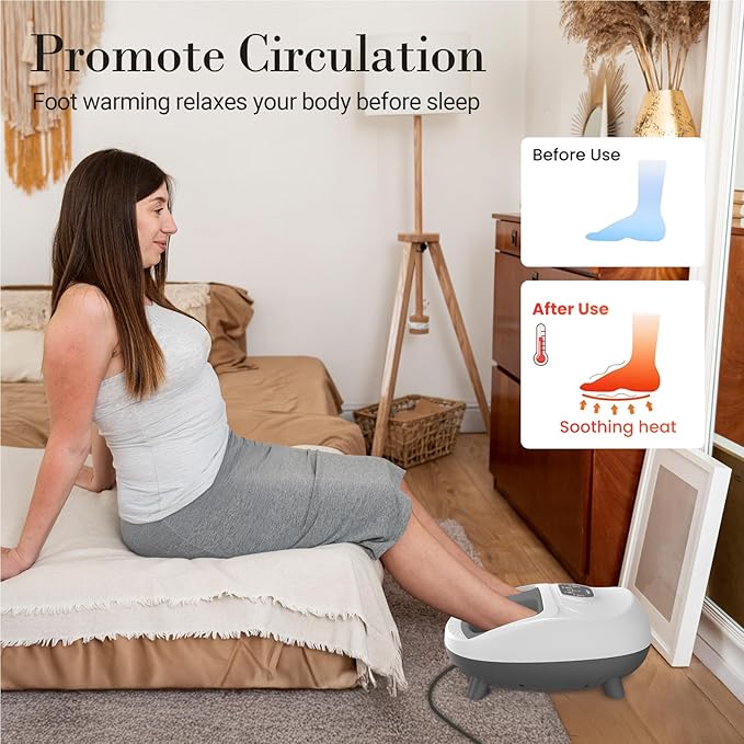 Foot Massager for Plantar Fasciitis, FSA Eligible HSA Upgraded Full Feet Shiatsu Massage, Remote Control Multi-Level Settings for Neuropathy, Valentines Gifts for Women Men(White)