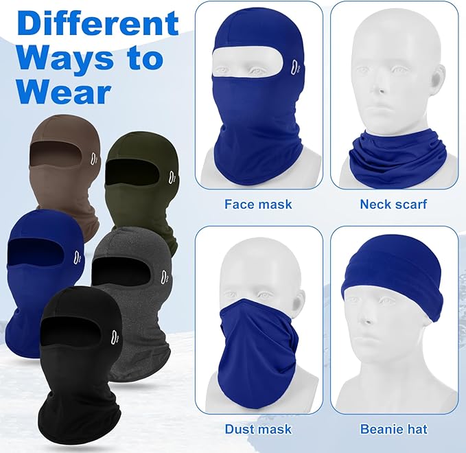 Suhine 5 Pcs Winter Balaclava Ski Mask Windproof Thermal Full Face Mask Cold Weather Balaclava with Reflective Stripe