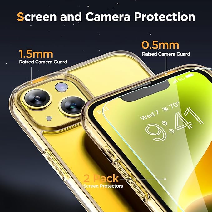 Miracase Magnetic for iPhone 14 Case 6.1 inch (Compatible with MagSafe)（with 2X Screen Protectors） Military-Grade Protection, Anti-Fingerprint Translucent Matte Phone Case Cover, Clear