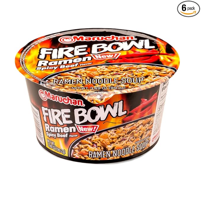 Maruchan Bowl Fire Spicy Beef Flavor, 3.49 Ounce (Pack of 6)