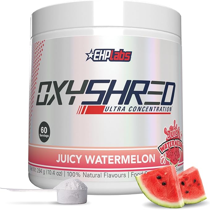 EHP Labs OxyShred Pre Workout Powder - Preworkout Powder with L Glutamine & Acetyl L Carnitine, Energy Boost Drink - Juicy Watermelon, 60 Servings