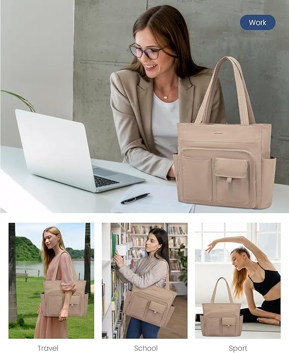 LOVEVOOK Tote Bag for Women,Light Puffer Tote Bag with Multi-pockets,Stylish Carry on Laptop Bags for Daily,Travel,Work,Gym | with Multi-pockets, Stylish, Carry on, for Daily, Travel, Work