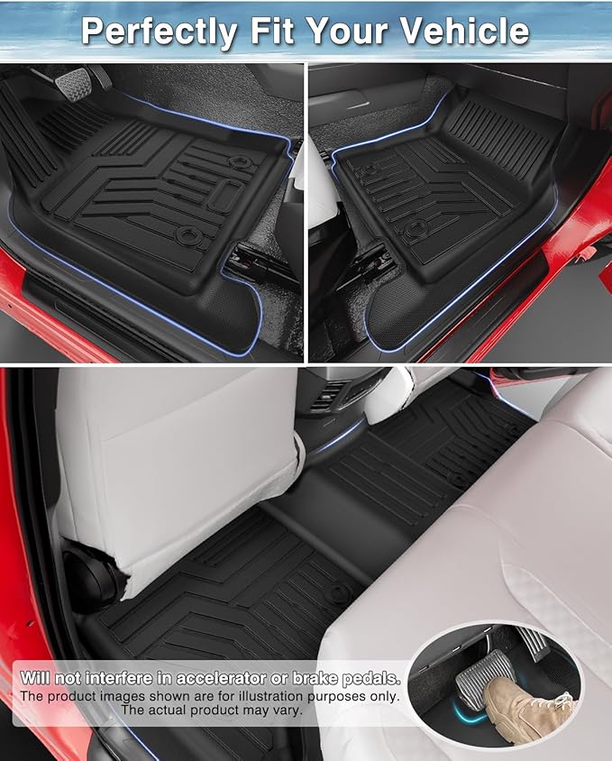 Mixsuper Liner Floor Mats for BMW X5 2019-2025, All Weather Floor Liners for X5 Accessories Durable 1st and 2nd Row Set Black