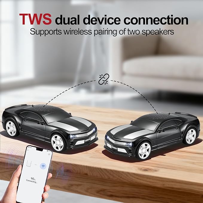 Classic Sports Car Model Bluetooth Speaker, Portable Wireless Outdoor Speaker with HD Sound, TWS Pairing, Truck Bluetooth Speaker, Parties & Home Audio (Black)