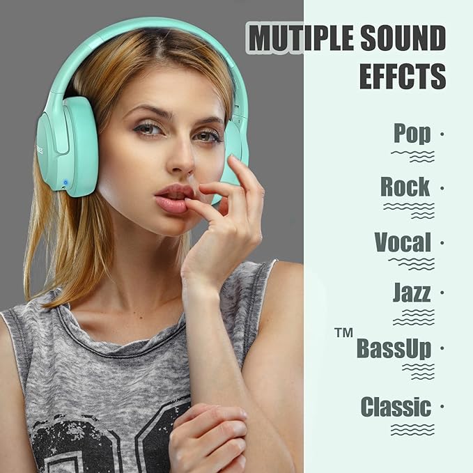 BERIBES Bluetooth Headphones Over Ear, 65H Playtime and 6 EQ Music Modes Wireless Headphones with Microphone, HiFi Stereo Foldable Lightweight Headsets, Deep Bass for Home Office Cellphone PC Ect.