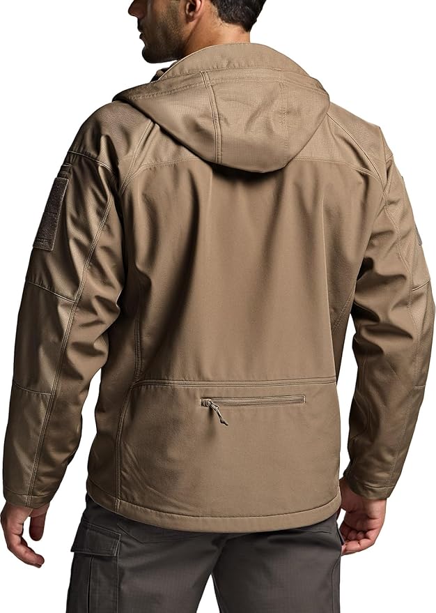 CQR Men's Tactical Softshell Jacket, Winter Warm Fleece Lined Coat, Water Resistant Outdoor Hunting Hiking Rain Windbreaker