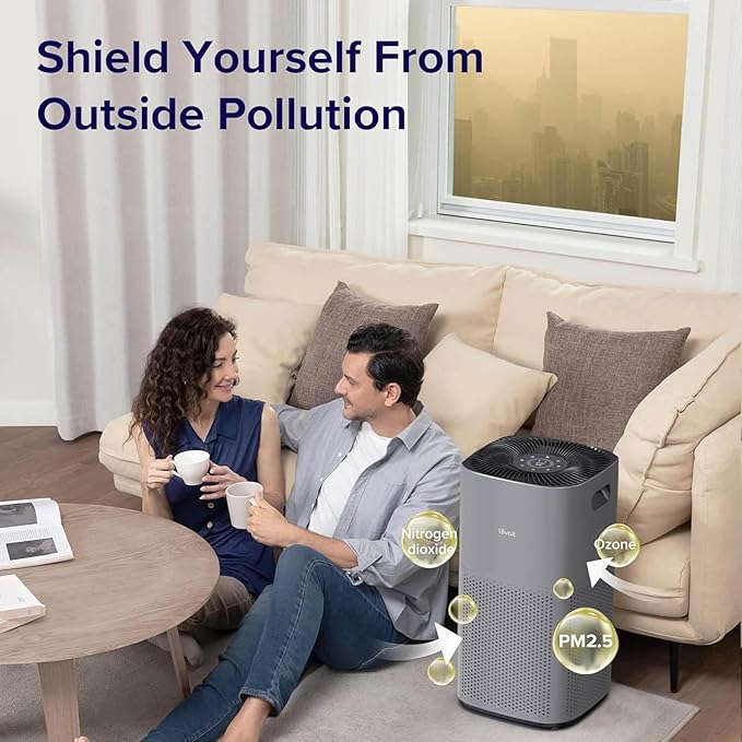 LEVOIT Air Purifiers for Home, Large Rooms Up to 2933 Ft² With HEPA Sleep Mode, AHAM VERIFIDE, Smart WIFI, PM2.5 Monitor, 3-in-1 Filter For Smoke, Pet Allergies, Dust, Alexa Control, Core 600S-P, Gray