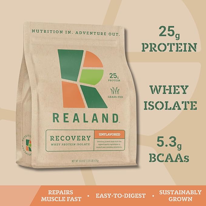 Whey Protein Isolate - Grass-Fed Protein Powder for Recovery - 22g of Protein - 17 Servings (One Size, Unflavored)